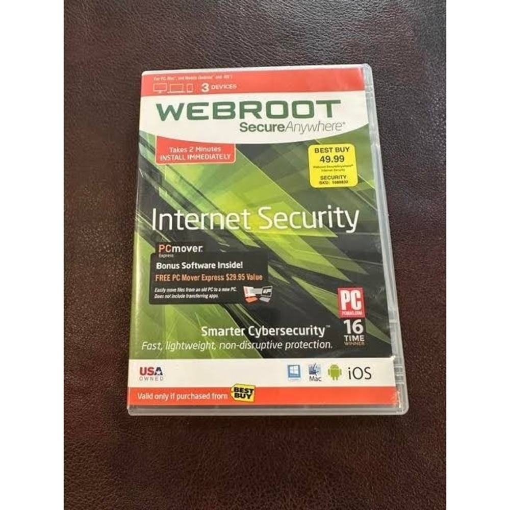 Webroot SecureAnywhere Internet Security 3 Devices PC Mac Android iOS Software